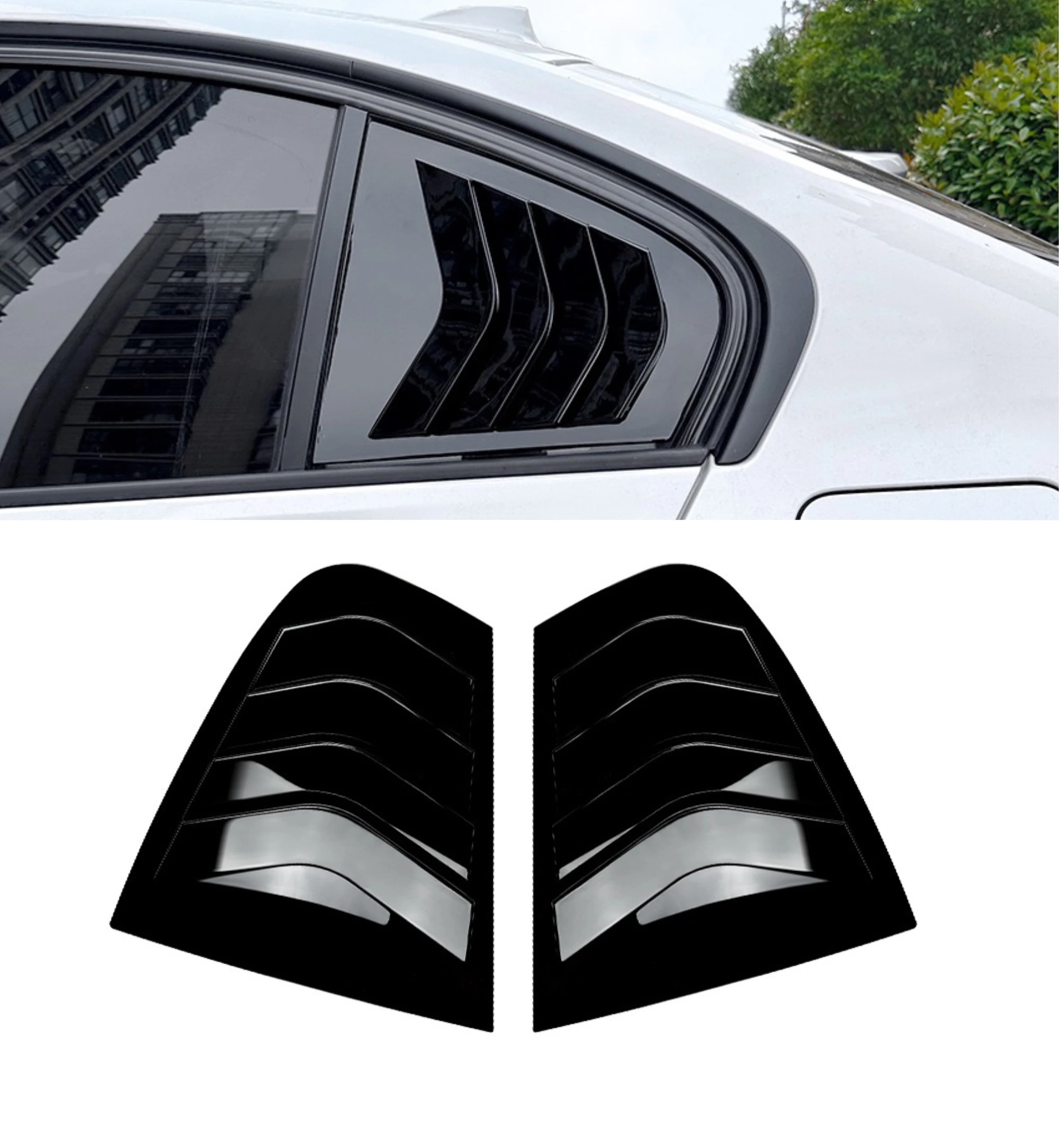 Rear Window Side Vent Shutter Louver Cover Trim Fit For BMW 3 Series F30 F31 F35 318i 320i 325i 2013-2019 Carbon Fiber