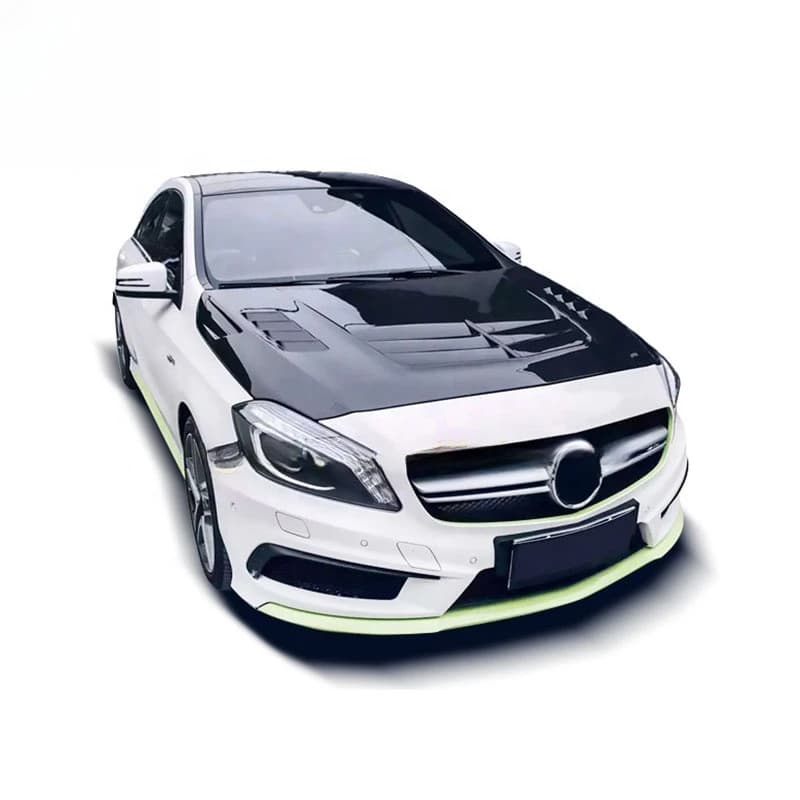 High Quality Black Carbon Fiber Engine Hood Bonnet Replacement Parts Fit W176 Aftermarket Car Styling Upgrade Accessories