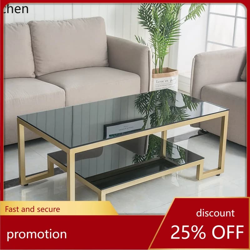 CZ Tempered Glass Coffee Table Minimalist Living Room Small Apartment Small Coffee Table Modern Marble Rectangular Coffee Table