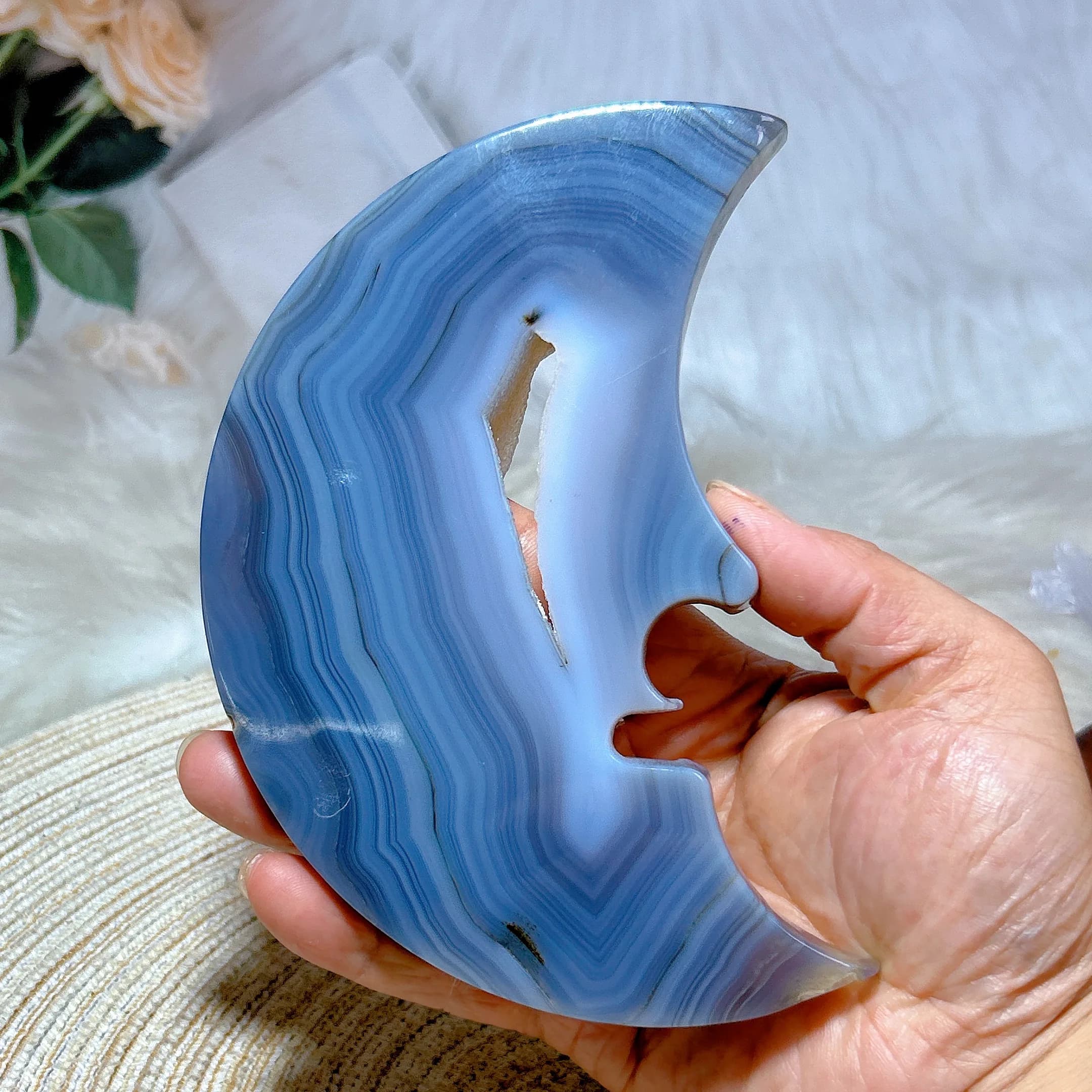 Natural Crystal Druzy Agate Moon Face Geode Gemstones Healing Stone Ornament Crafts Mineral Home Decorations Room Decor Gift