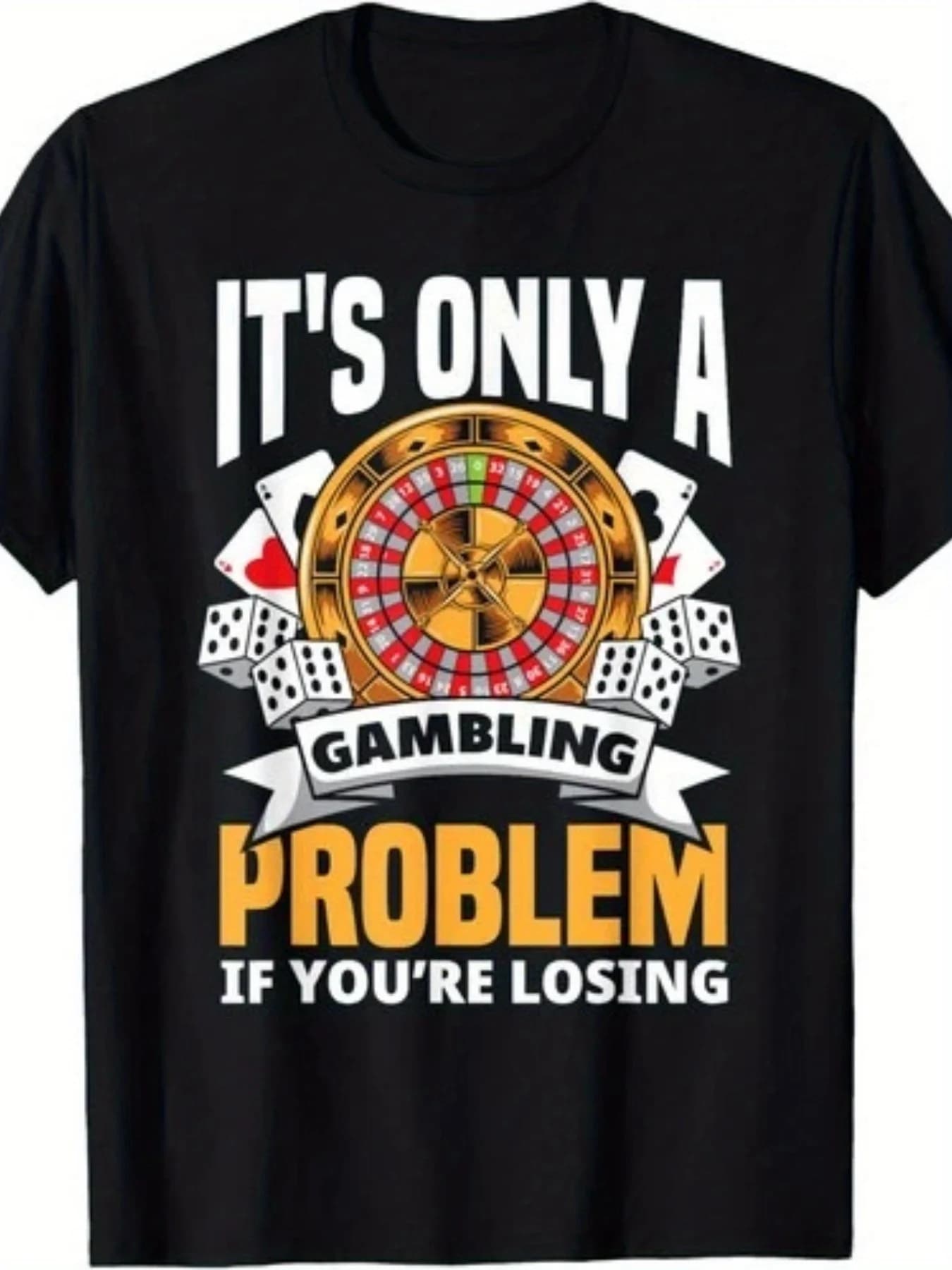 Funny Gambler Roulette Slot Machine Casino Vegas Gambling T-Shirt 100% Cotton O-Neck Short Sleeve Summer Casual Mens T-shirt