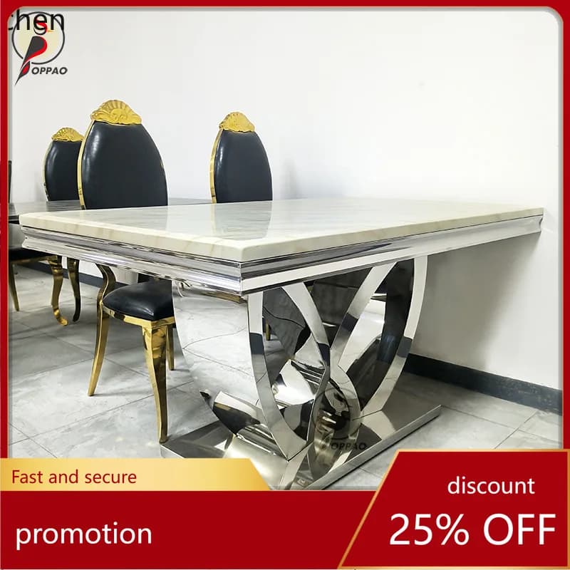 YFY Modern Light Luxury Large Apartment Dining Table and Chairs Italian Style  Dining Table and Chairs Simple Home Marble