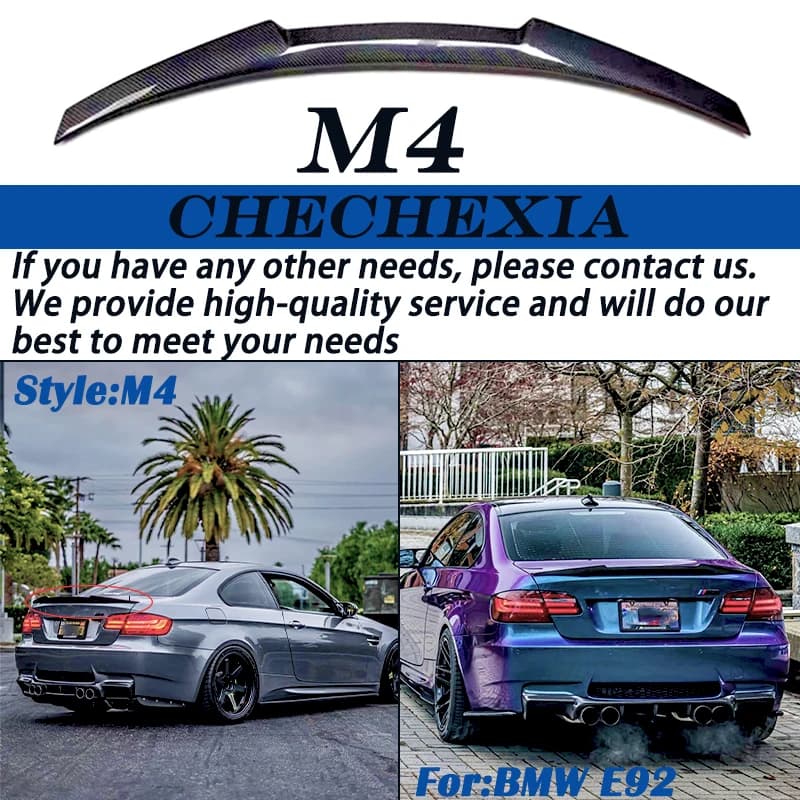 For BMW E92 M3 2007-2013 PSM M4 MP Carbon Fiber Car Modification Rear Trunk Lid Spoiler Glossy Black