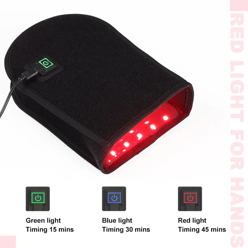 Smart Fitness Product 850nm Near Infrared & 660nm LED Red Light Therapy Gloves Physical Rehabilitation Hand Relief for Fingers
