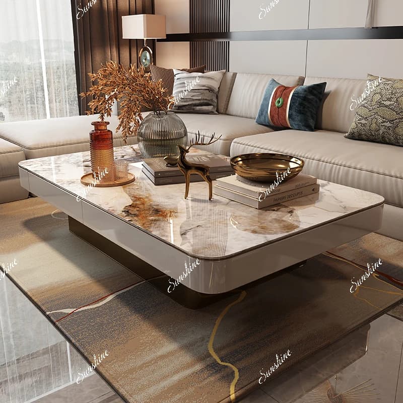 Creative light luxury extended large apartment high-end microcrystalline stone coffee table
