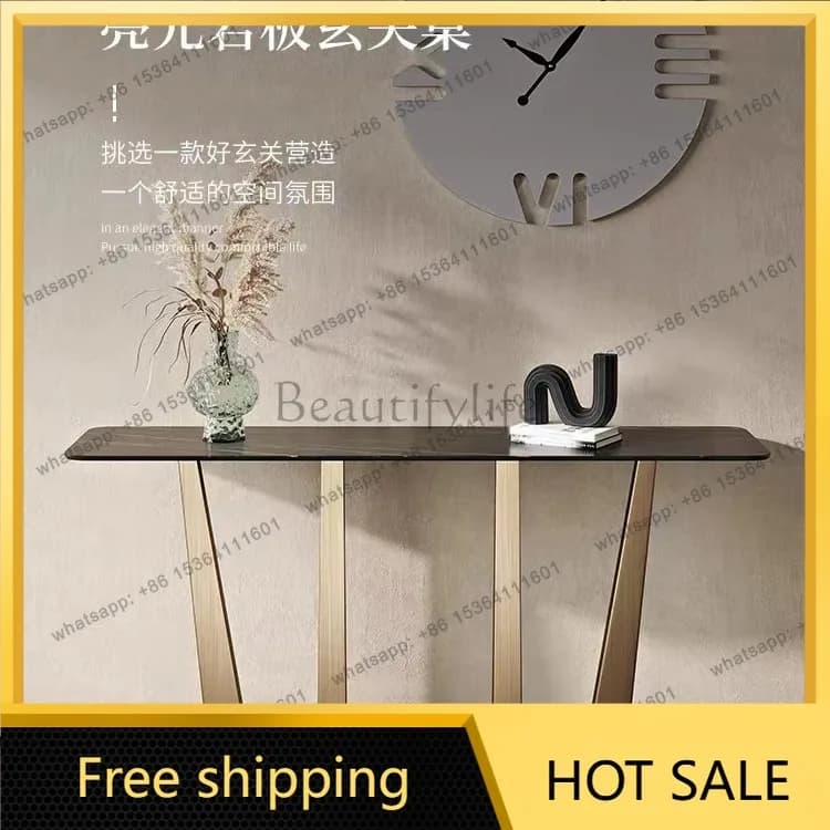 Factory direct sales  Italian Luxury Creative Slate Console Table Modern Minimalist Stainless Steel Entryway End Table For Hallw