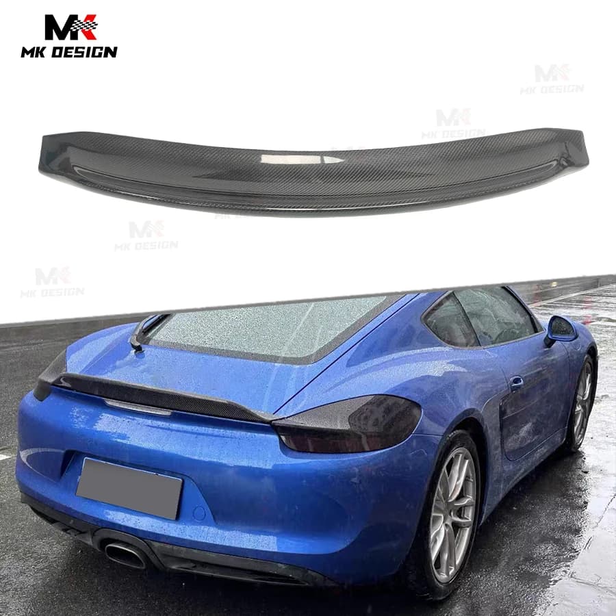 SP Style Carbon Fiber Rear Trunk Lip Ducktail Spoiler Wing for Porsche 981 Cayman 2013-2016 Rear Trunk Spoiler Car Accessories