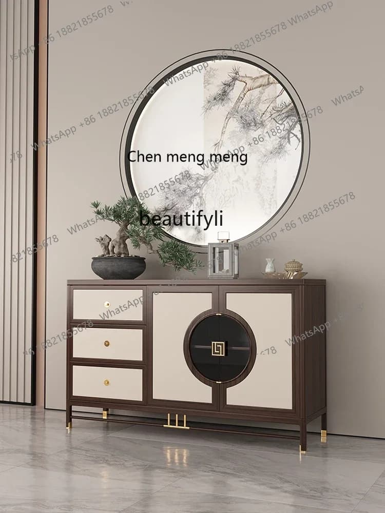 D178 Ugyen Wood Dining Side Solid Wood Simplicity Modern Shelf Storage Household Restaurant Entrance Cabinet