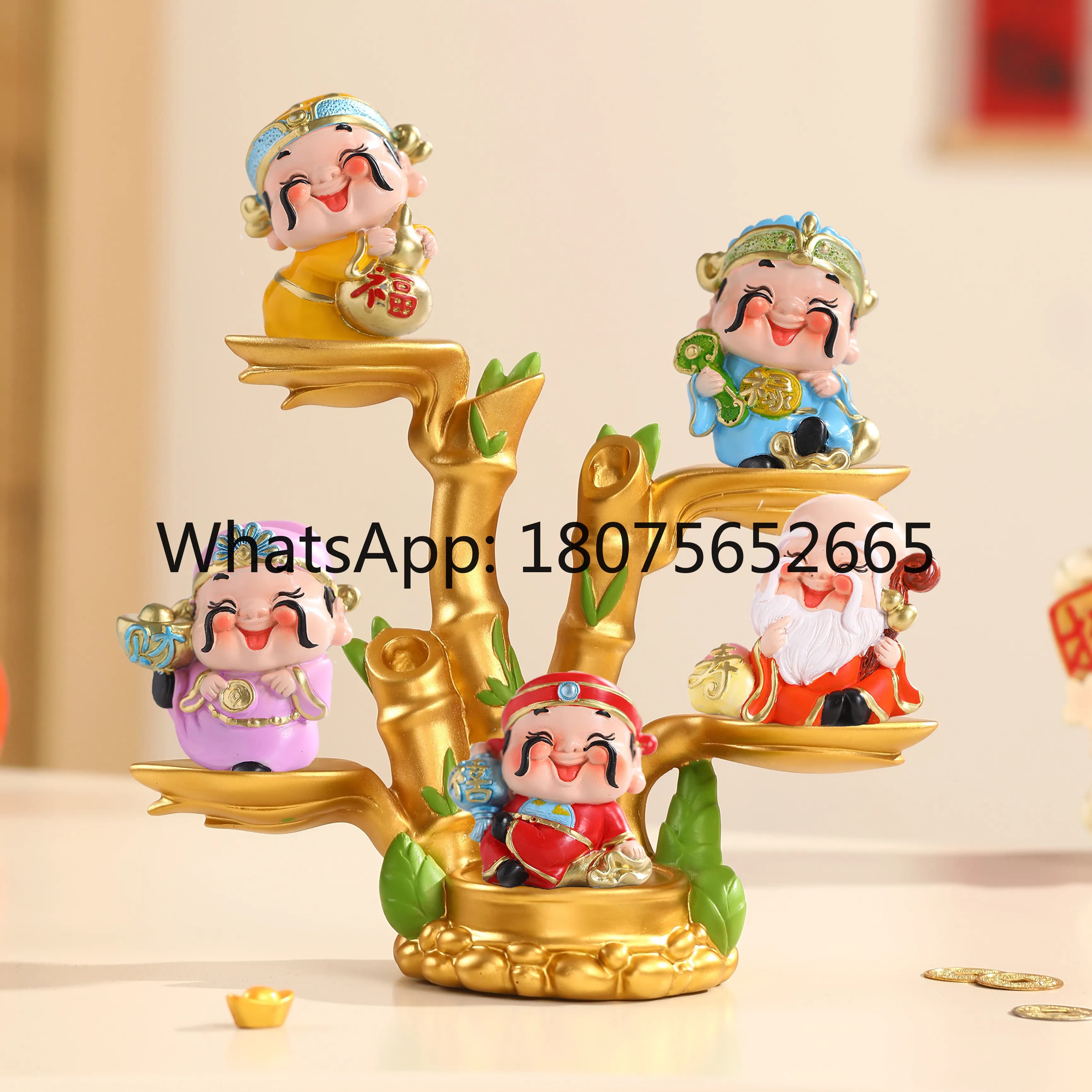 Five blessings god of wealth ornaments entrance tv cabinet office decorations fu lu shou xi housewarming gifts