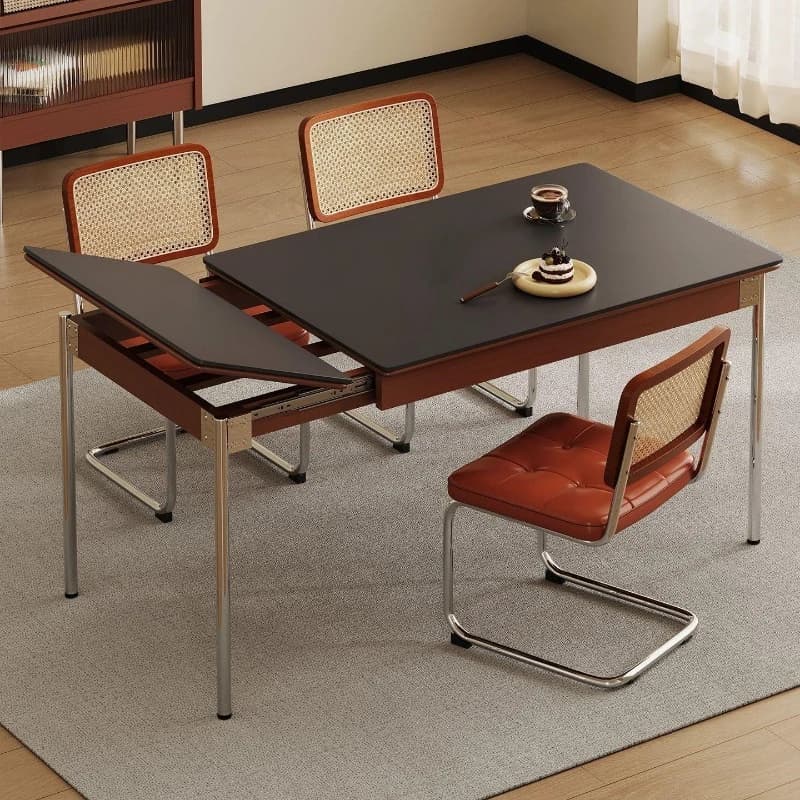 Vintage-style solid wood dining table, foldable stone plate dining table and chair combination, home small apartment