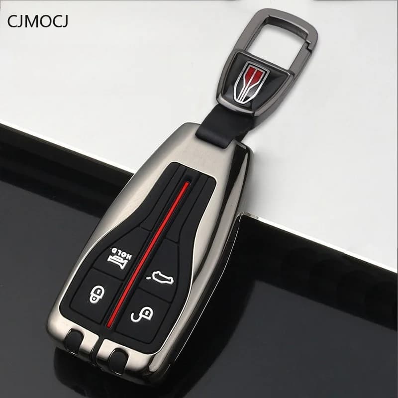 For 2022 Hongqi HS5 Key Case Cover Bag Chain, Zinc Alloy Car Key Fob Shell, Shockproof Luxury Smart Keychain, Hongqi Accessories