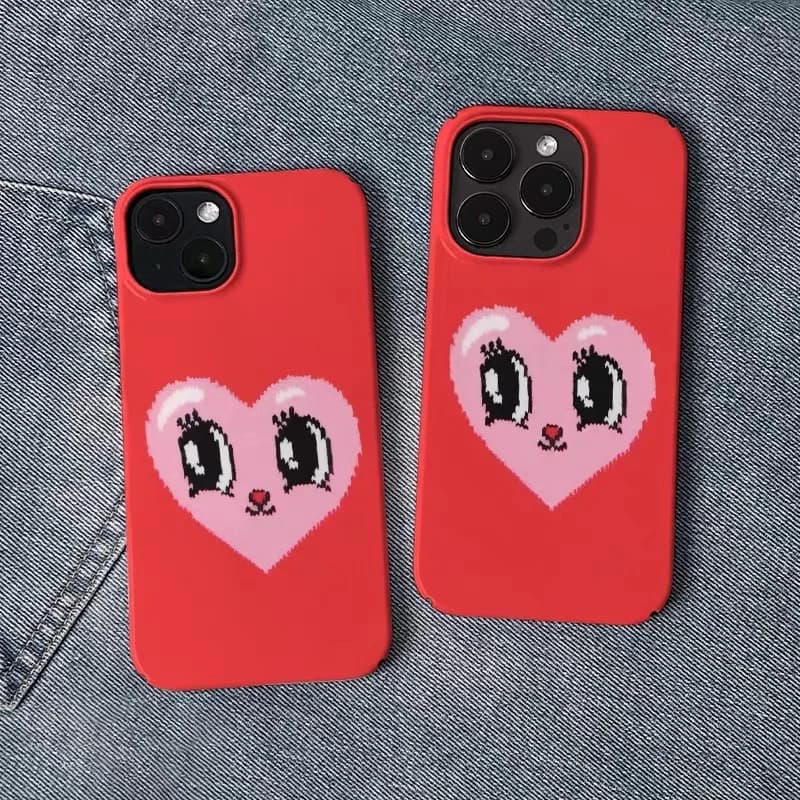 INS Red Funny Expression Love Heart Case for IPhone 16E 15 14 13 Pro Max 12 Mini 11 Pro 16 Plus XR X Shockproof Ultra Thin Cover
