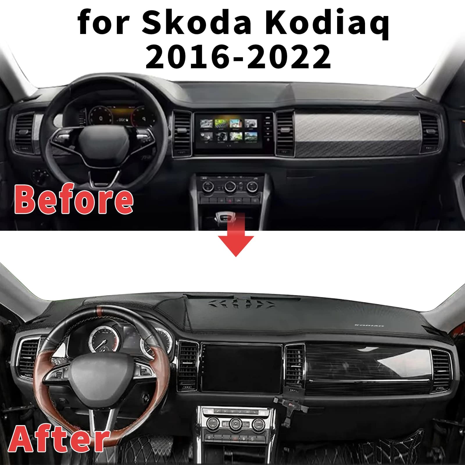 for Skoda Kodiaq 2016-2022 NS7 Dashboard Cover Sun Shade Protector Dashmat Anti-Glare UV Block Carpet Mat Automotive Dash Mat
