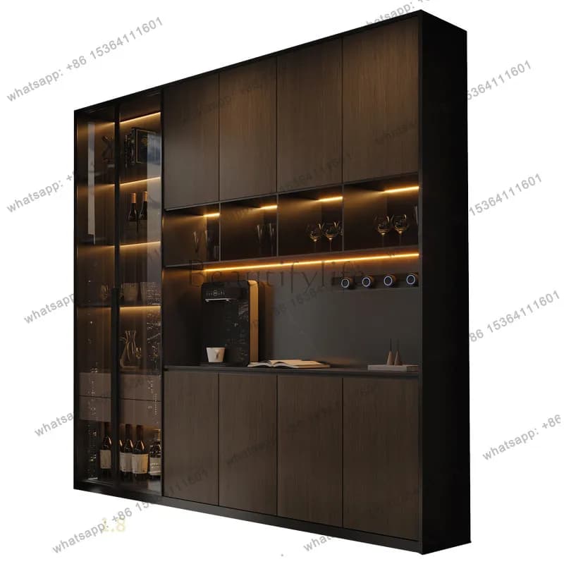All solid wood light luxury Italian minimalist dining side wine cabinet simple to the top display cabinet
