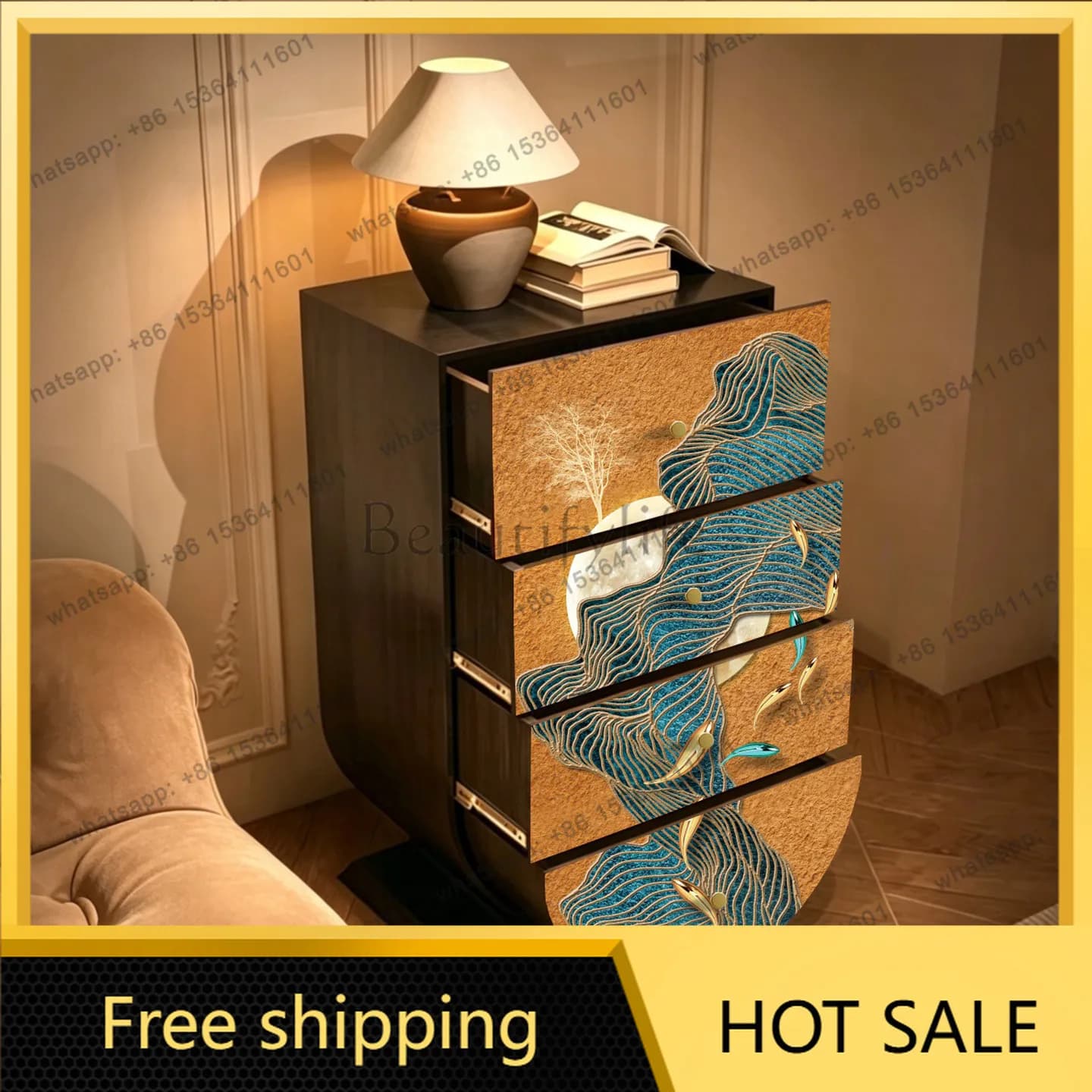 LD French-style medieval solid wood dining side cabinet B & B living room Hotel locker