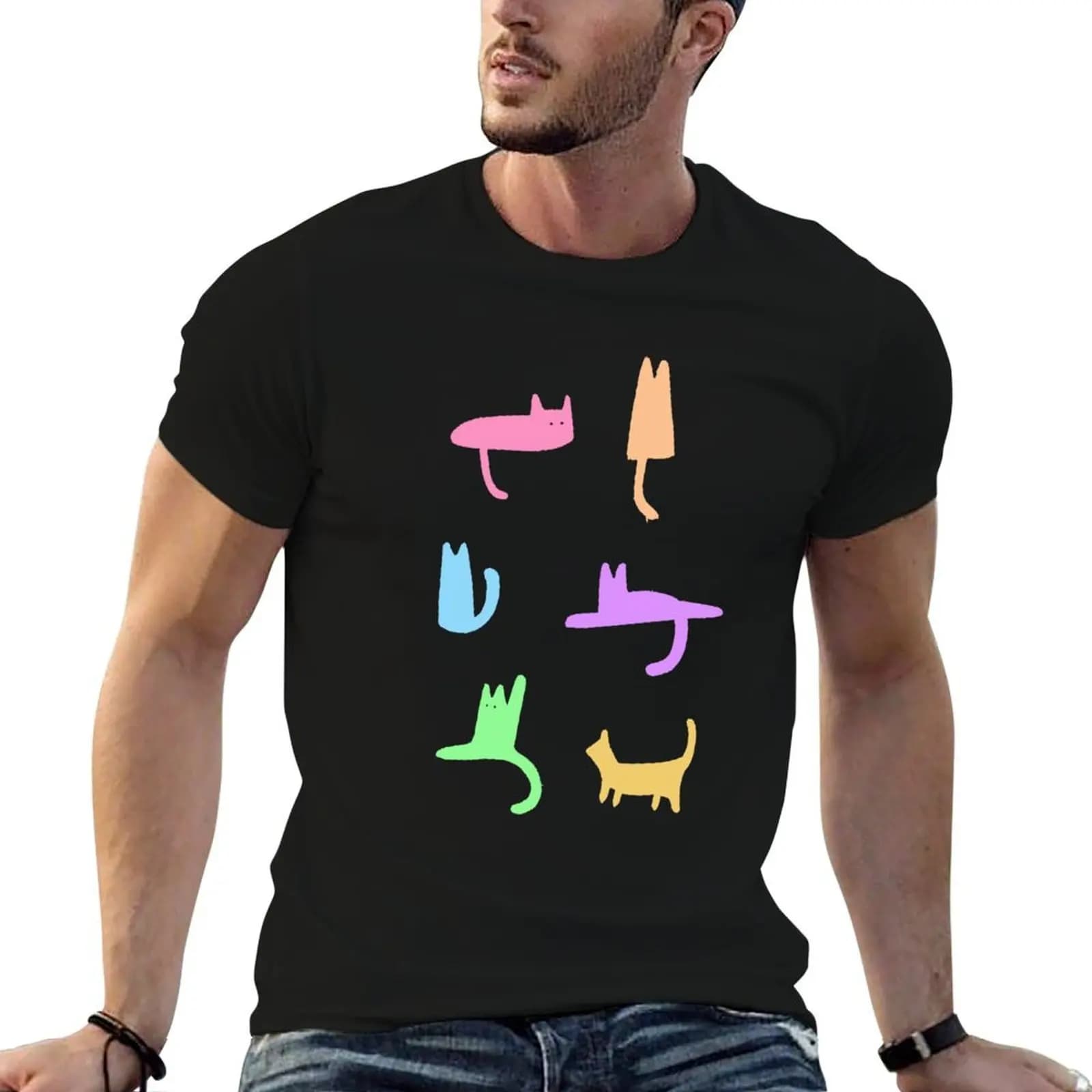 Doodle Cats Color+Black T-Shirt graphic t shirts Man t-shirt t shirt for men