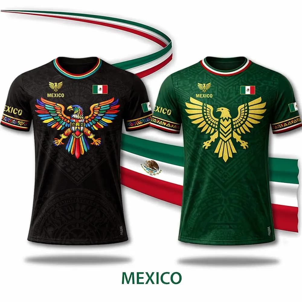 Mexico Retro Print Sports Jersey Mexican Flag Graphic Fashion Football T-shirt Summer Unisex Breathable Quick-drying Casual Tops