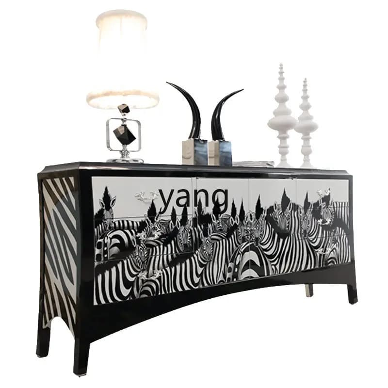 Lhh Modern Simple Living Room Personalized Art Dining Side Cabinet Entrance Cabinet Italian Light Luxury TV Cabinet