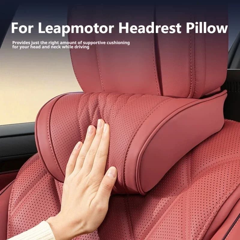 Luxury Perforated Leather Latex Car Neck Pillow For Leapmotor D19 REEV B01 T03 B03X B05 B10 C01 C10 C11 C16 Car Waist Pillow