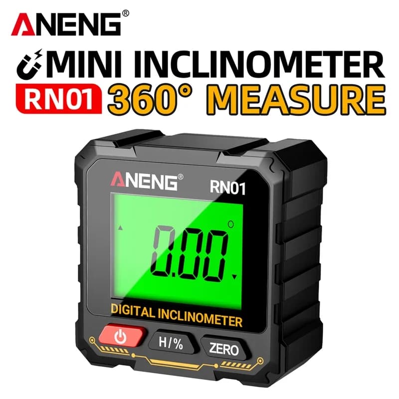 ANENG RN01 Mini Angle Gauge Magnetic Protractor 360 Degree Inclinometer Level Angle Finder Electric Slope Gauge Angle Cube Level