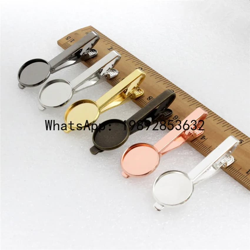 LYY Onebeading Copper 16mm 18mm 20mm Round Cabochon  Quality Necktie Tie Bar Mens Clamp Clip Blank Base Tray Men Accessories 5pc