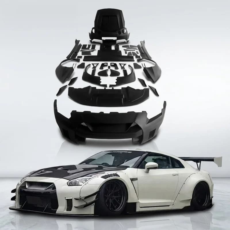 High Quality LB2 Wide Style Body Kit Fit for GTR Front Rear Bumper Hood Side Skirts Fenders Grills Auto Accessories