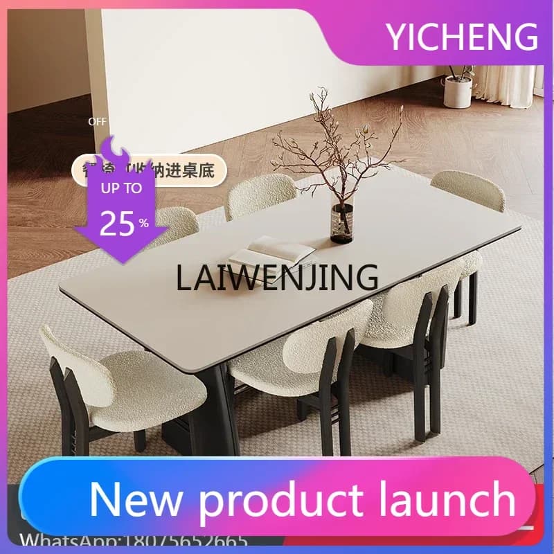 LYY retro solid wood rock slab dining table small apartment home modern simple light luxury dining table