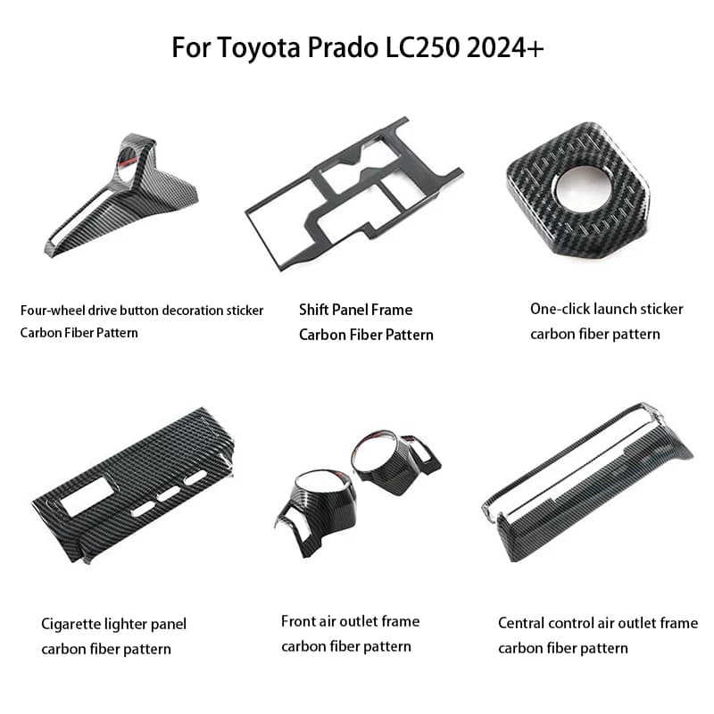 For Toyota Prado LC250 2024+ Center Console Cup Holder Gear Shift Frame Decoration Sticker Interior Modification Accessories