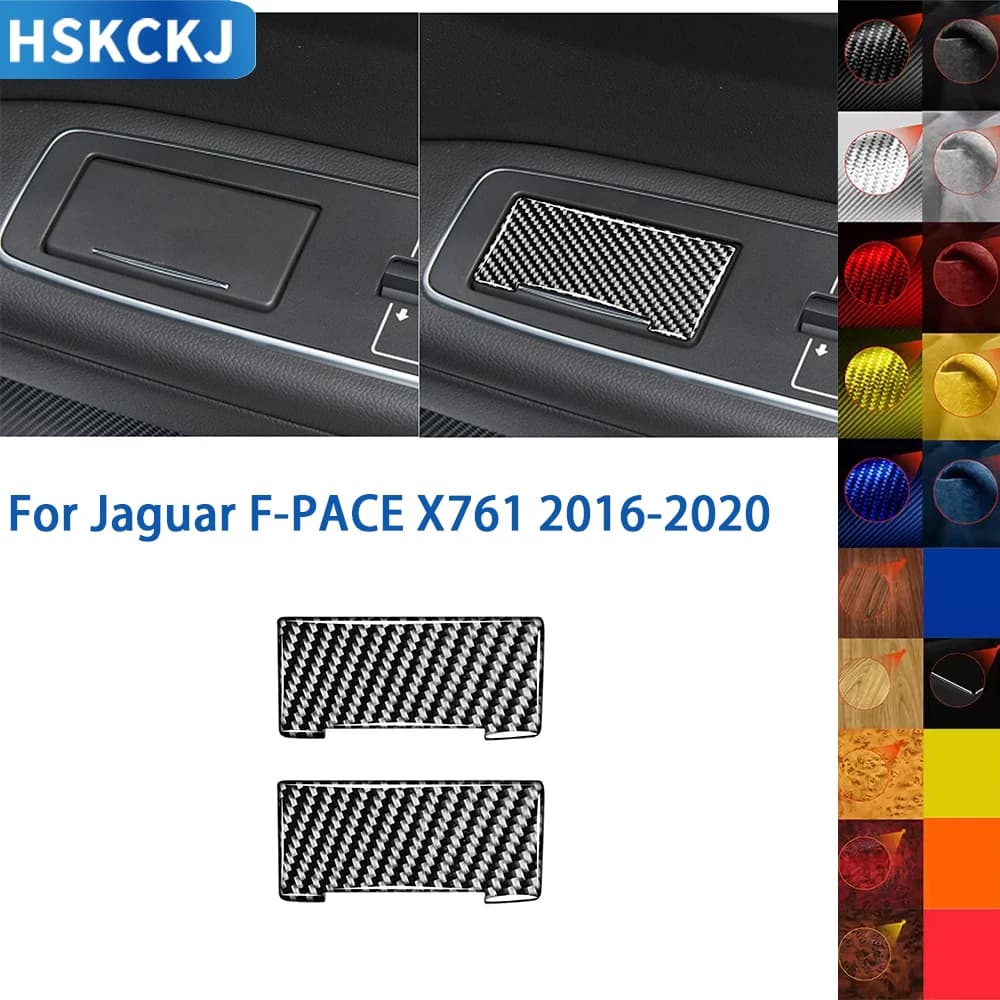 For Jaguar F-PACE 2016 2017 2018 2019 2020 Carbon Fiber Center Console Storage Box Bottom Trim Cover Car Decorative Stickers