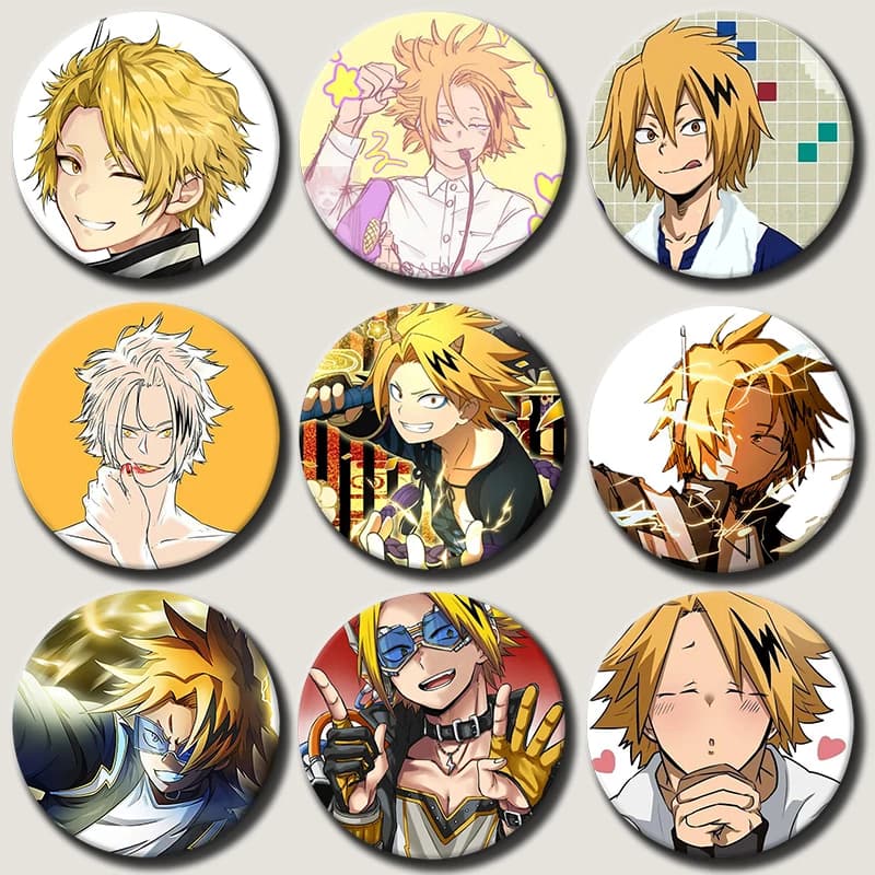 58mm Anime Character Denki Kaminari Soft Button Pin Hero Cartoon Brooch Creative Badge for Backpack Clothes Decoration Gift