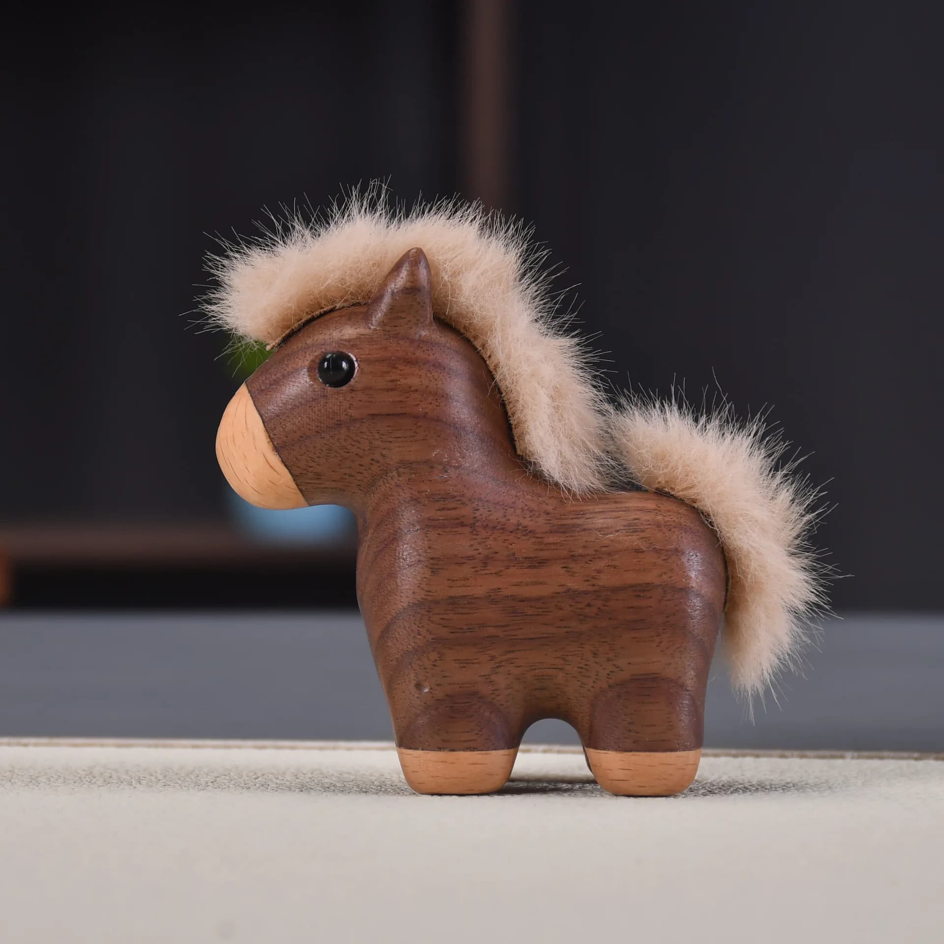 Year Of Horse Mascot Simulation Plush Wood Carved Pony Doll Cute Zodiac Horse Figurine Lucky Home Decor Souvenir Gift