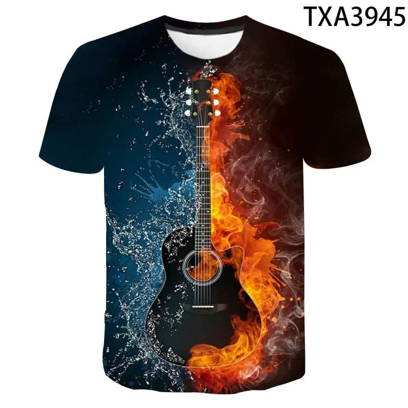 New Summer Guitar Casual 3d T-shirt Breathable Sweatshirt Fitness Fashion Streetwear Men's And Women's Print