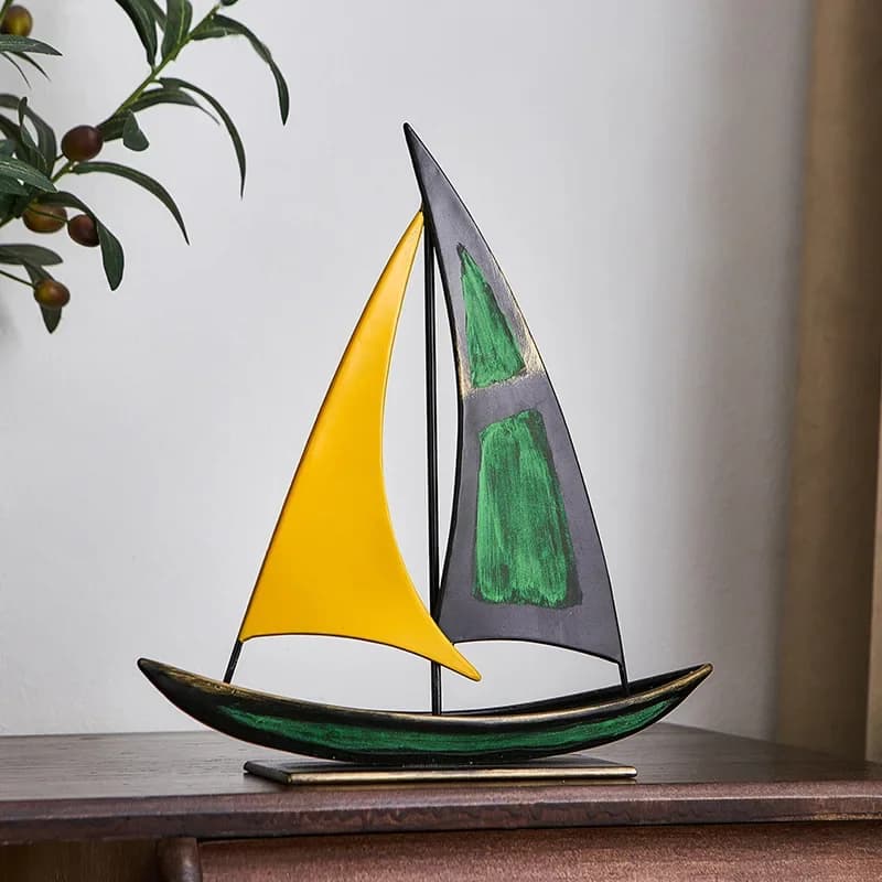 Iron sailboat model ornament,home decoration, suitable for office,living room, TV cabinet, desktop decoration, housewarming gift