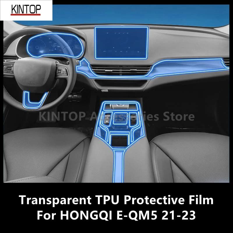 For HONGQI E-QM5 21-23 Car Interior Center Console Transparent TPU Protective Film Anti-scratch Repair Film Accessories Refit