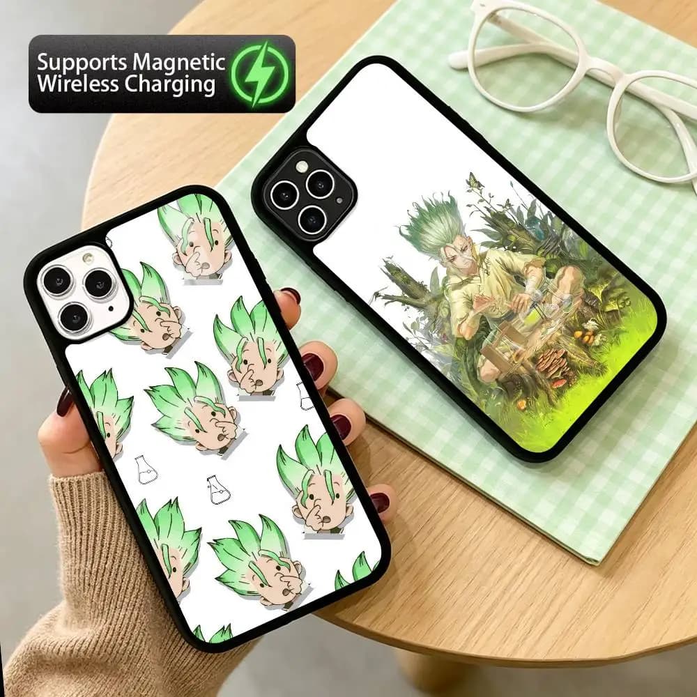 A-Anime Dr STONE Senku  Phone Case For iPhone17,16,15,14,13Plus,Pro Supports Magnetic Wireless Charging