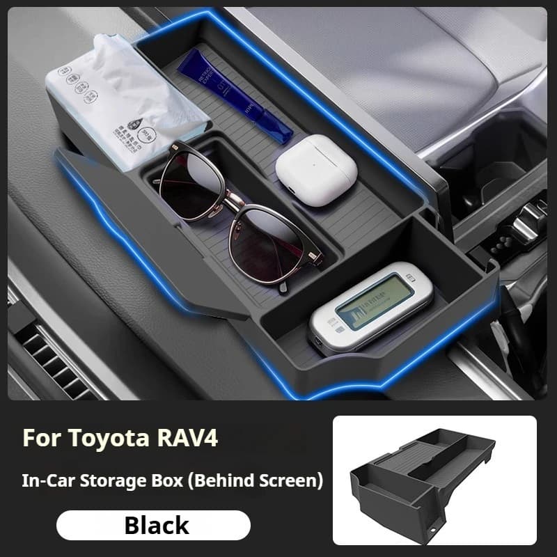 For Toyota RAV4 XA60 2026 Multi-Function Behind Screen Storage Box Tissue Phone Divided Organizer Tray Car Interior Accessories