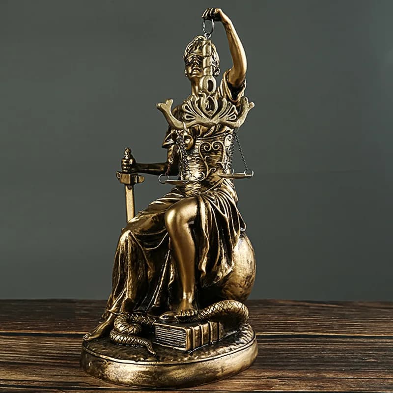 Resin Sculpture Blind Lady Justice Themis Justitia Statue Greek Mythology Goddess Art Classy Lawyer Gift Home Decoration
