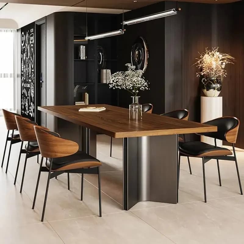 European Floor Dining Table Unique Wooden Oilproof Nordic Modern Dining Table Restaurant Salon Wohnzimmertisch Furniture Home