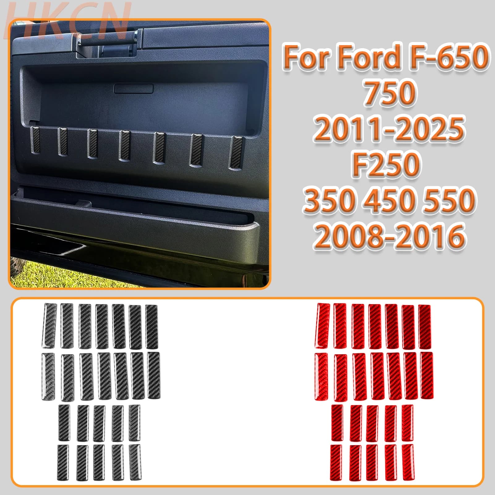 For Ford F-650 750 F250 350 450 550 Car Door Lower Storage Recess Panel Decoration Carbon Fiber Interior Accessories Stickers