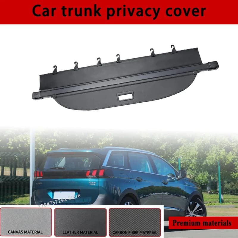 For Peugeot 5008 2017-2023 Rear Rack Partition Shelter Shield Shade Luggage Cargo Privacy Storage Trunk Curtain Cover Organizer