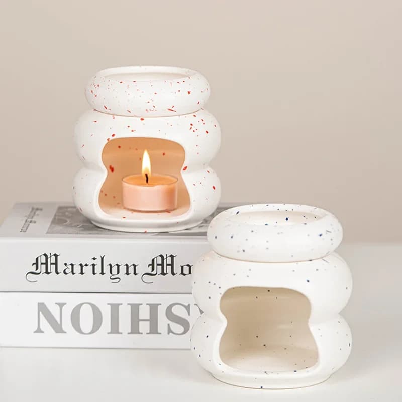 Detachable Ceramic Donut  Essential Oil Burner Waxes Melt Burner Warmer Candle Holder Tabletop Ornament Home Decor Yoga Spa Gift