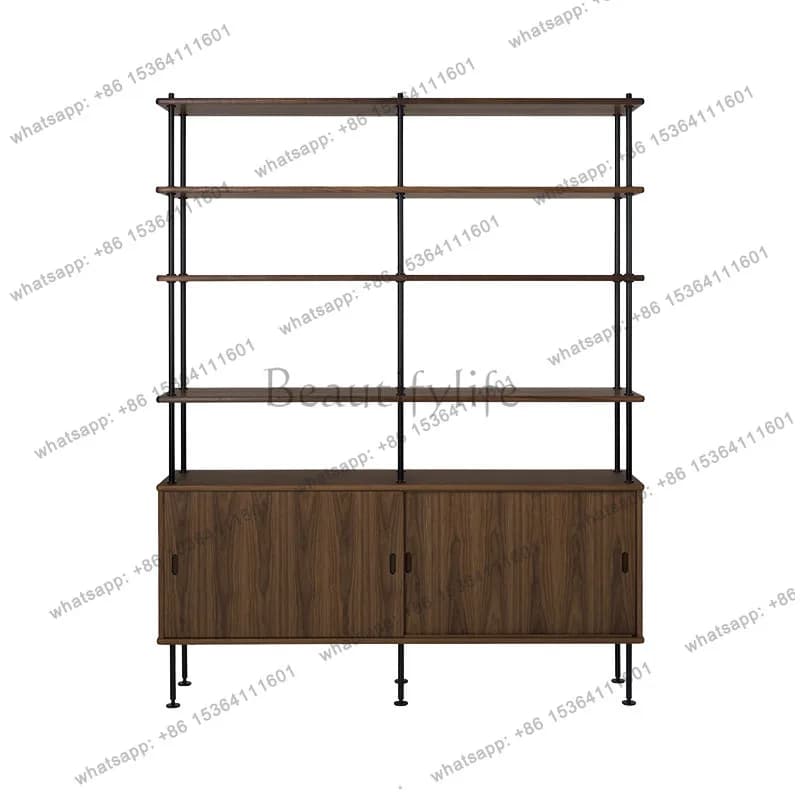 Nordic light luxury floor bookshelf storage modern simple word baffle shelf