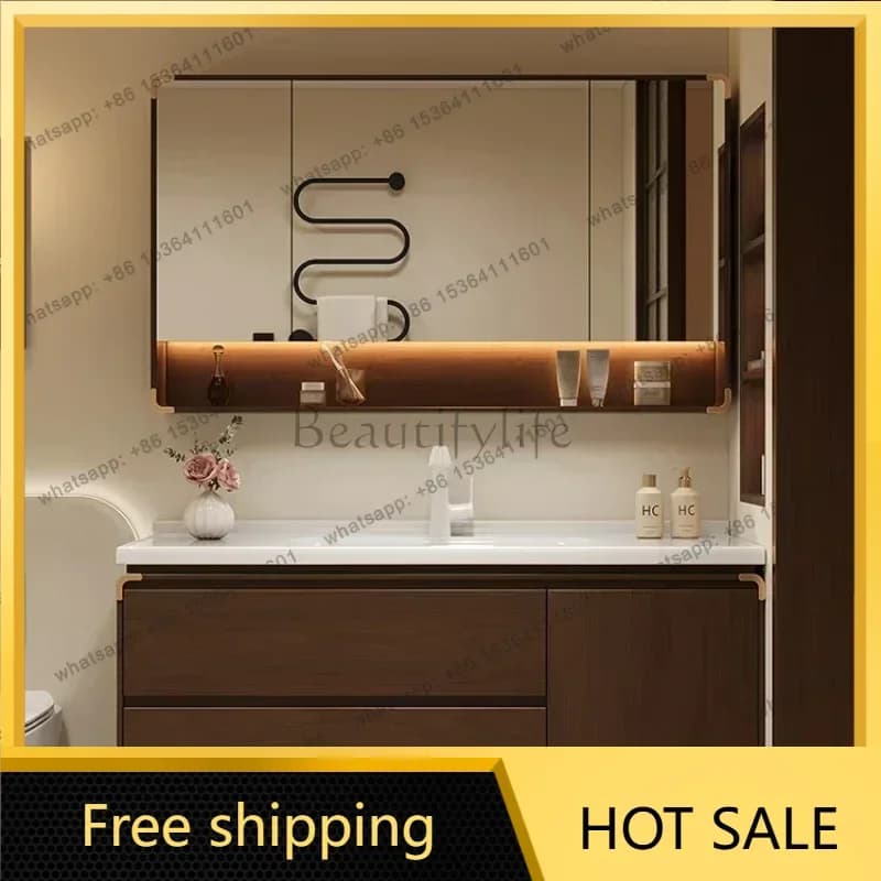 FG Compact Drawer Bathroom Cabinet Storage Shelf Mirror Shower Bathroom Cabinet Vanity Organizer Service Gabinete Unique Furnitu