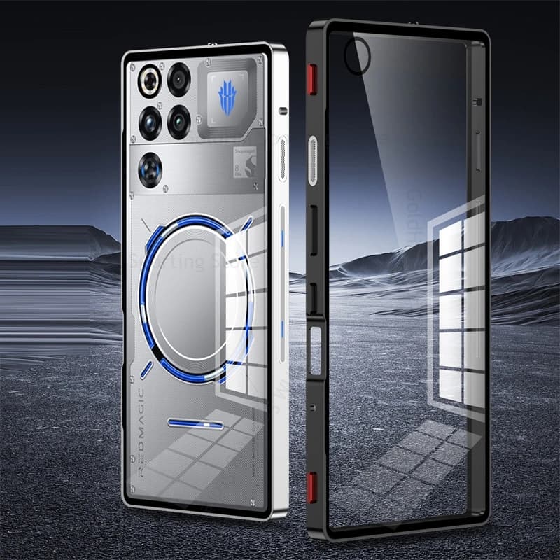 Magnetic Tempered Glass Phone Case For ZTE nubia Red Magic 11 Pro Plus Aluminium Alloy Bumper Lock Cover Red Magic 11 Pro Fundas