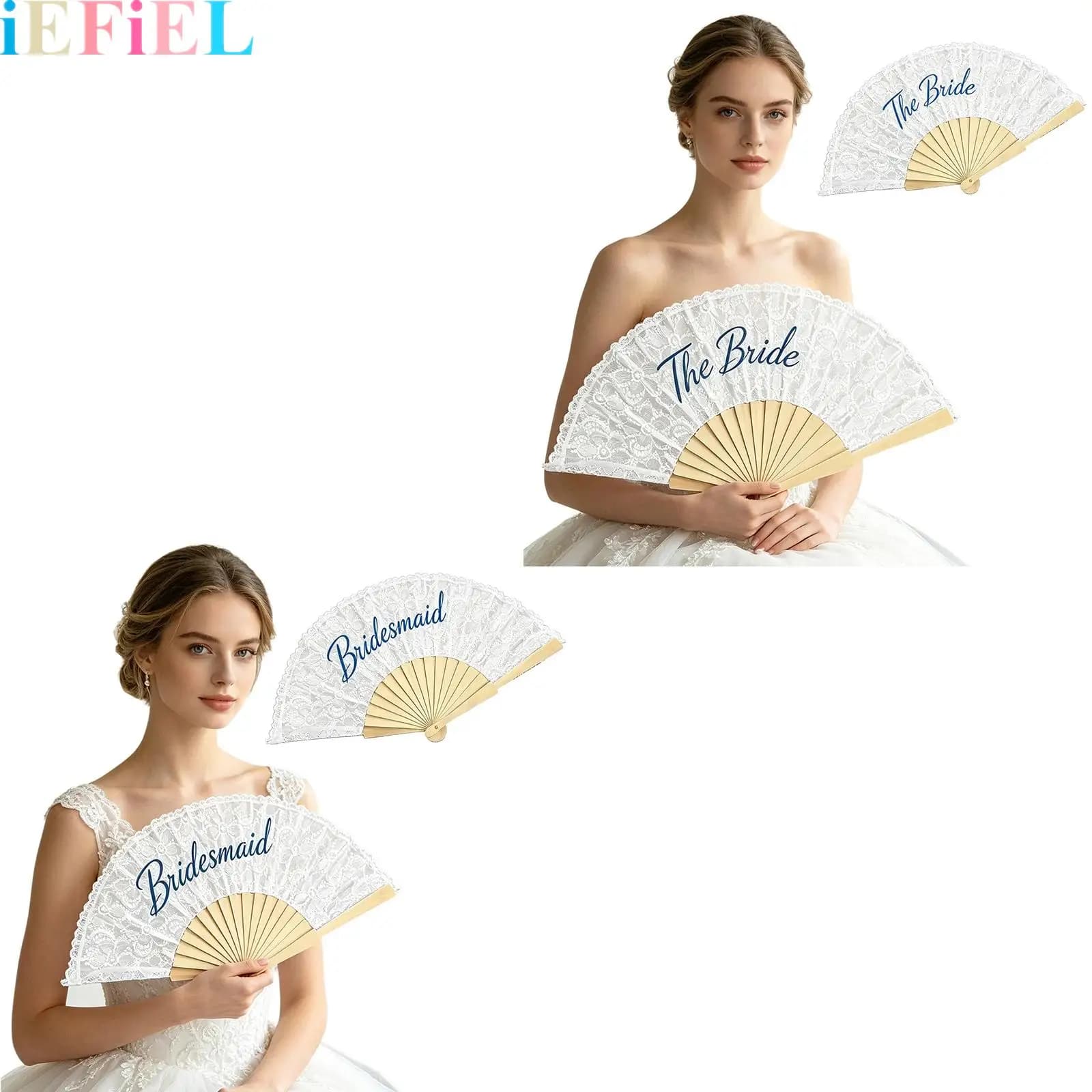 Lace Flowers Pattern Folding Handheld Fan Party Costume Accessories for Engagement Wedding Dancing