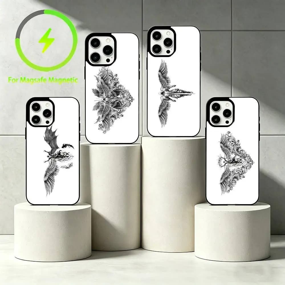 D-Dark Angelfallen angels Phone Case For iPhone 17 16 15 14 13 12 Pro Max Plus for Mirror Wireless Magnetic Cover