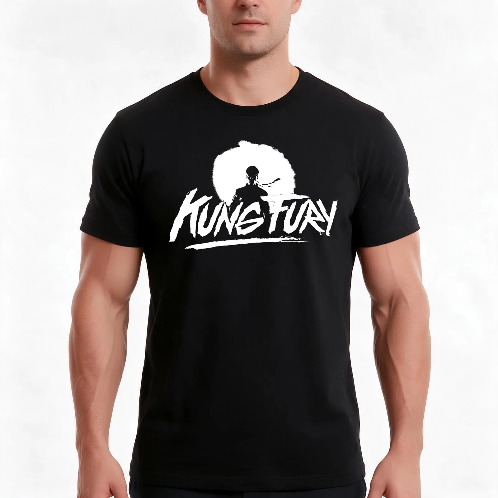 Kung Fury T-Shirt, Summer Casual Cotton Tee, Oversized Streetwear Tops, Vintage Graphic Print, Loose Fit Short Sleeve