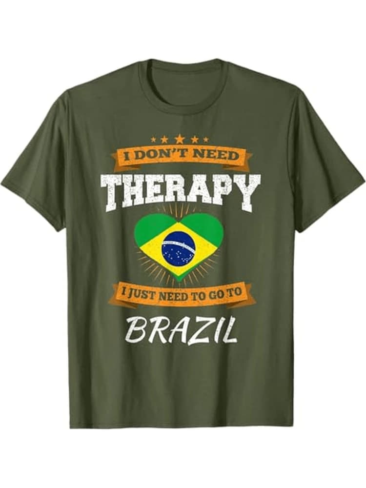 Funny Brazil Flag-Brazilian Portuguese Phrases&Brazil Pride Design-100% cotton round neck short sleeve printed men's T-shirt.