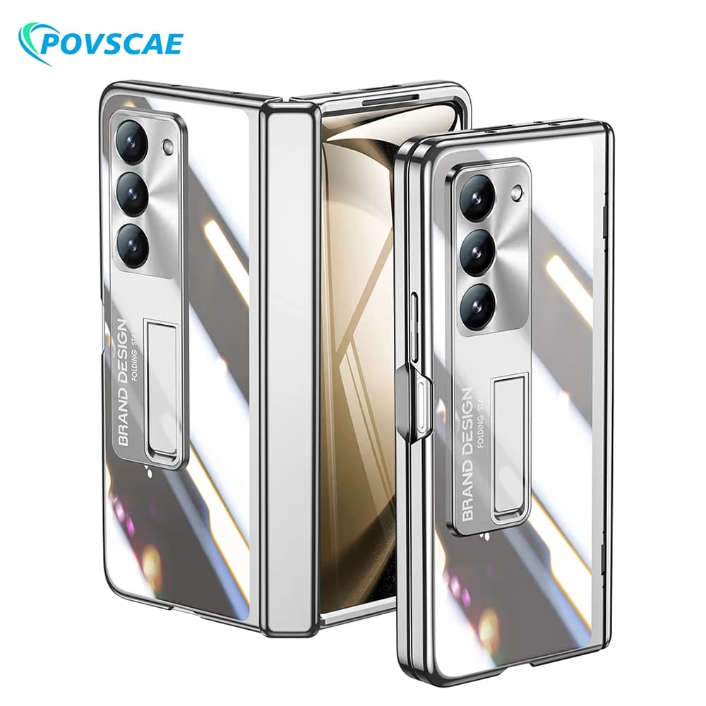 For Samsung Galaxy Z Fold 5 Case Hinge Protection Electroplated Shockproof Cover Galaxy Z Fold 4 3 Case With Screen Protector