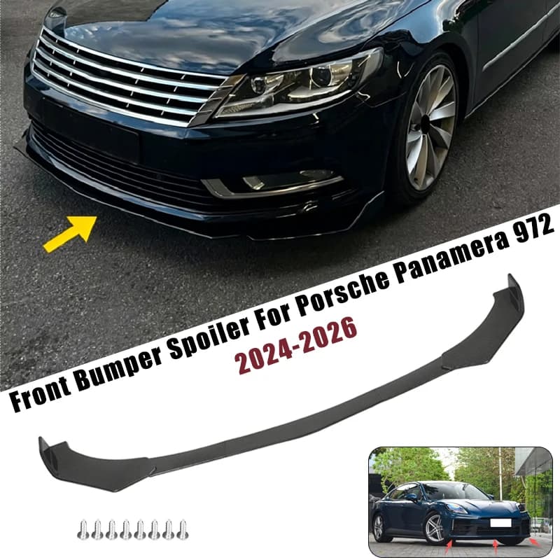 Sport Front Bumper Splitter Spoiler Lip For Porsche Panamera 972 2024-2026 5Pcs Adjustable Sectional Car Tuning Body Kit